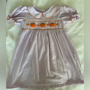 Smockingbird Lilac Stripe Smocked Pumpkin Dress, size 5